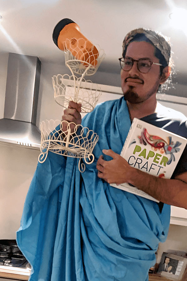 Leo Dressed up as Statue of Liberty